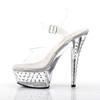 Pleaser - STARDUST608 Sandale à bride à la cheville, Pole dance chaussures - Chaussures de pole dance - Blanc/Couleur argent Product image